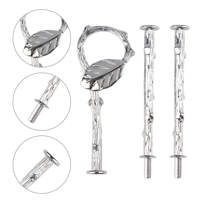 Happy Will 3 Tier 14" Heavy Metal Cake Stand Holder Fruit Plate Stand Fitting Hardware Rod (Golden_Leaves) - Image 3